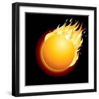 Burning Comet on Dark Background. Illustration.-PILart-Framed Photographic Print