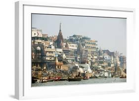 Burning Ghat on the Banks of the River Ganges, Varanasi (Benares), Uttar Pradesh, India, Asia-Jordan Banks-Framed Photographic Print