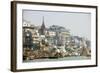 Burning Ghat on the Banks of the River Ganges, Varanasi (Benares), Uttar Pradesh, India, Asia-Jordan Banks-Framed Photographic Print