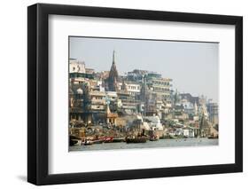 Burning Ghat on the Banks of the River Ganges, Varanasi (Benares), Uttar Pradesh, India, Asia-Jordan Banks-Framed Photographic Print