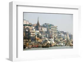 Burning Ghat on the Banks of the River Ganges, Varanasi (Benares), Uttar Pradesh, India, Asia-Jordan Banks-Framed Photographic Print