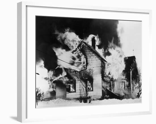 Burning House in Winter-null-Framed Photographic Print