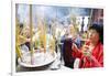 Burning incense during Tet, the Vietnamese lunar New Year celebration, Thien Hau Temple-Godong-Framed Photographic Print