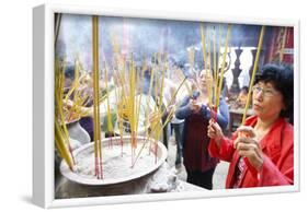 Burning incense during Tet, the Vietnamese lunar New Year celebration, Thien Hau Temple-Godong-Framed Photographic Print