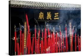 Burning Incense in the Temple of Three Kingdoms, Wuhou Memorial, Chengdu, Sichuan, China-William Perry-Stretched Canvas