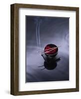 Burning incense on top of bowl of petals-John Smith-Framed Photographic Print