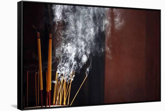 Burning incense sticks, Taoist temple, Emperor Jade Pagoda (Chua Phuoc Hai)-Godong-Framed Stretched Canvas