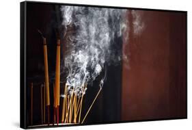 Burning incense sticks, Taoist temple, Emperor Jade Pagoda (Chua Phuoc Hai)-Godong-Framed Stretched Canvas