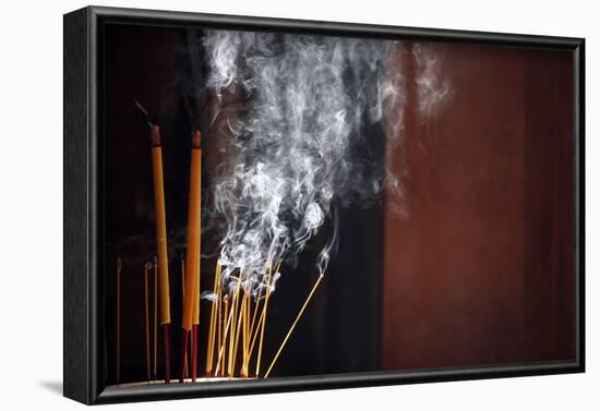 Burning incense sticks, Taoist temple, Emperor Jade Pagoda (Chua Phuoc Hai)-Godong-Framed Photographic Print