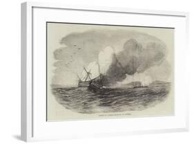 Burning of a Turkish Ship-Of-War, Off Eupatoria-null-Framed Giclee Print