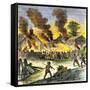 Burning of Deerfield, Massachusetts, during an Indian Attack, c.1704-null-Framed Stretched Canvas