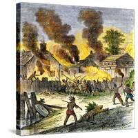 Burning of Deerfield, Massachusetts, during an Indian Attack, c.1704-null-Stretched Canvas