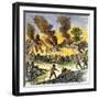 Burning of Deerfield, Massachusetts, during an Indian Attack, c.1704-null-Framed Giclee Print