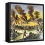 Burning of Deerfield, Massachusetts, during an Indian Attack, c.1704-null-Framed Stretched Canvas