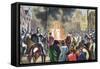 Burning of Knights Templar During the 14th Century, 1851-null-Framed Stretched Canvas