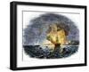 Burning of the American Ship, Philadelphia, Held by Barbary Pirates in Tripoli Harbor, c.1804-null-Framed Giclee Print