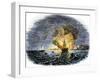 Burning of the American Ship, Philadelphia, Held by Barbary Pirates in Tripoli Harbor, c.1804-null-Framed Giclee Print