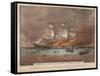 Burning of the Clipper Ship, 'Golden Light'-Currier & Ives-Framed Stretched Canvas
