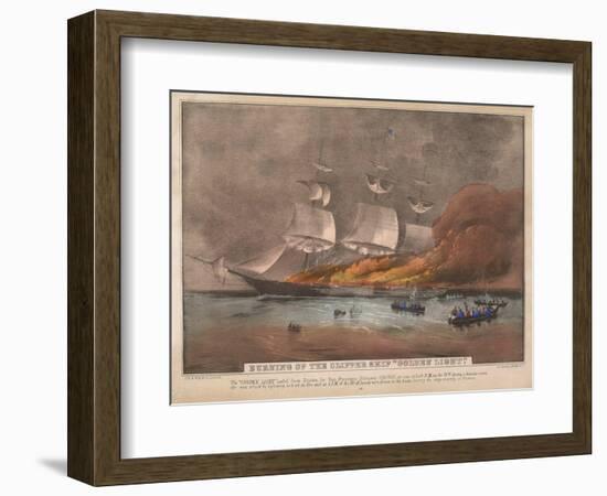 Burning of the Clipper Ship, 'Golden Light'-Currier & Ives-Framed Giclee Print