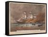 Burning of the Clipper Ship, 'Golden Light'-Currier & Ives-Framed Stretched Canvas