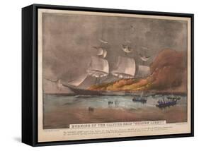 Burning of the Clipper Ship, 'Golden Light'-Currier & Ives-Framed Stretched Canvas