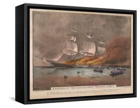 Burning of the Clipper Ship, 'Golden Light'-Currier & Ives-Framed Stretched Canvas