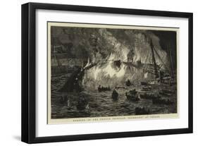 Burning of the French Ironclad Richelieu at Toulon-null-Framed Giclee Print