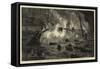 Burning of the French Ironclad Richelieu at Toulon-null-Framed Stretched Canvas