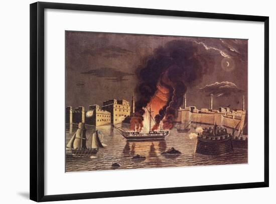 Burning of the Frigate 'Philadelphia', in the Harbour of Tripoli on 16th February 1804-null-Framed Giclee Print