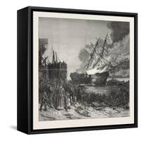 Burning of the Marine Society's Training-Ship the Warspite, Off Charlton, 1876-null-Framed Stretched Canvas