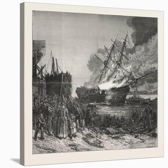 Burning of the Marine Society's Training-Ship the Warspite, Off Charlton, 1876-null-Stretched Canvas