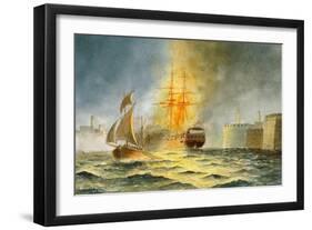 Burning Of The Philadelphia-Cdr. Eric C. C. Tufnell-Framed Art Print