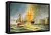 Burning Of The Philadelphia-Cdr. Eric C. C. Tufnell-Framed Stretched Canvas