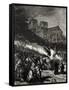 Burning of the Templars, Illustration from "L'Histoire de France" by Jules Michelet-Daniel Urrabieta Vierge-Framed Stretched Canvas