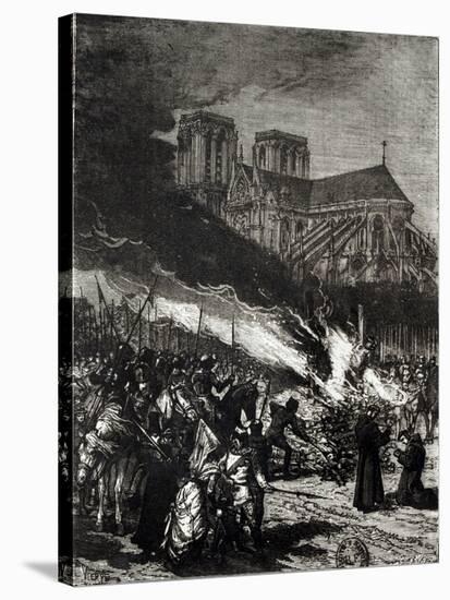 Burning of the Templars, Illustration from "L'Histoire de France" by Jules Michelet-Daniel Urrabieta Vierge-Stretched Canvas