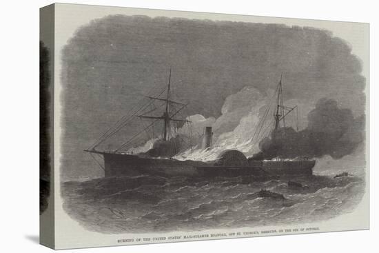 Burning of the United States' Mail-Steamer Roanoke, Off St George'S, Bermuda, on 9 October-Edwin Weedon-Stretched Canvas