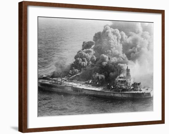 Burning Oil Tanker-null-Framed Photographic Print