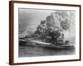 Burning Oil Tanker-null-Framed Photographic Print