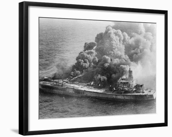 Burning Oil Tanker-null-Framed Photographic Print