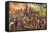 Burning the Town of Bar-Sur-Seine in 1359-Pat Nicolle-Framed Stretched Canvas