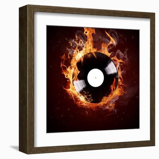 Burning Vinyl Disc-Hot Hits-Kesu01-Framed Art Print