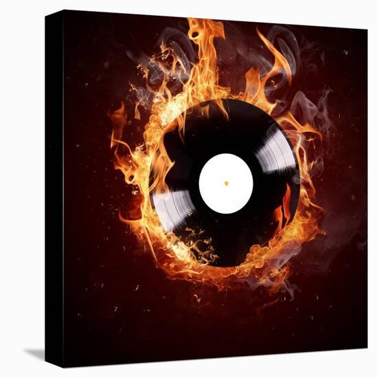 Burning Vinyl Disc-Hot Hits-Kesu01-Stretched Canvas