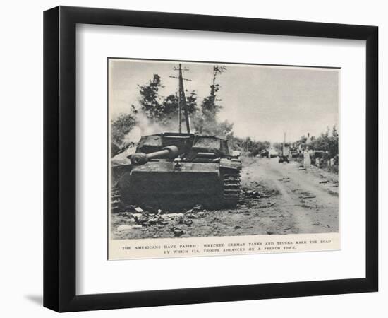 Burnt Out German Tank, Normandy; Second World War, 1944-null-Framed Photographic Print