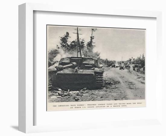 Burnt Out German Tank, Normandy; Second World War, 1944-null-Framed Photographic Print