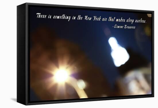 Burred Image of Empire State Building in NYC with Simon Beauvior Quote-null-Framed Stretched Canvas