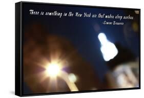 Burred Image of Empire State Building in NYC with Simon Beauvior Quote-null-Framed Stretched Canvas