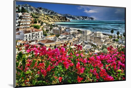 Burriana Village and Playa de Burriana, Nerja; Malaga Province; Andalucia, Spain;-Panoramic Images-Mounted Photographic Print