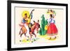 Burro Rider Serenades La Senorita-null-Framed Art Print