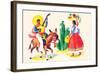 Burro Rider Serenades La Senorita-null-Framed Art Print