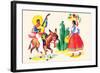 Burro Rider Serenades La Senorita-null-Framed Art Print